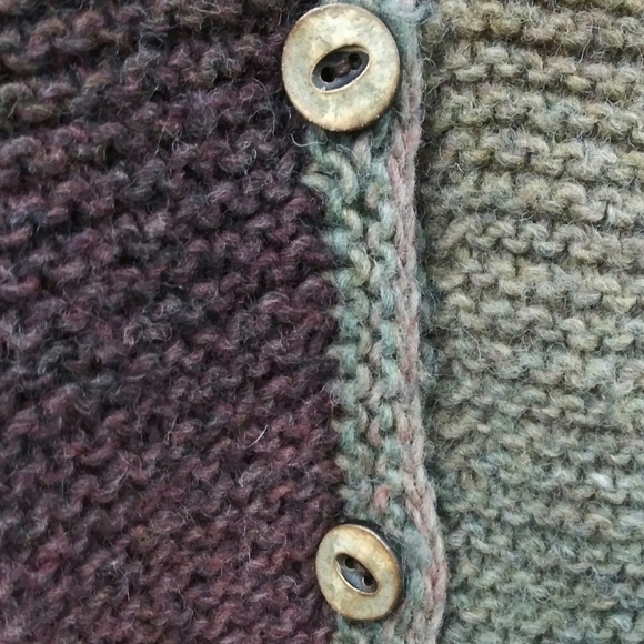 Handmade Brown Multicolor Crochet V-Neck Sleeveless Button Up Cardigan Sweater - Picture 3 of 8